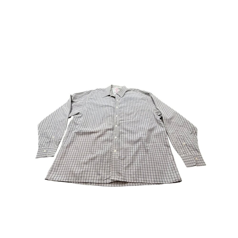 Brooks Brothers Mens XL Gingham print Non-Iron Cotton Plaid Dress Shirt